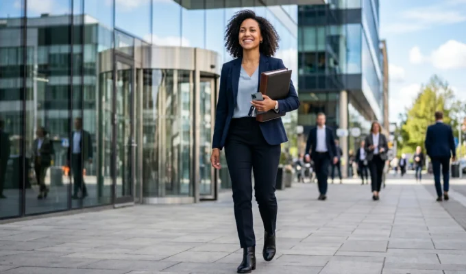 En yrkeskvinna som jobbar med KMA på ett företag